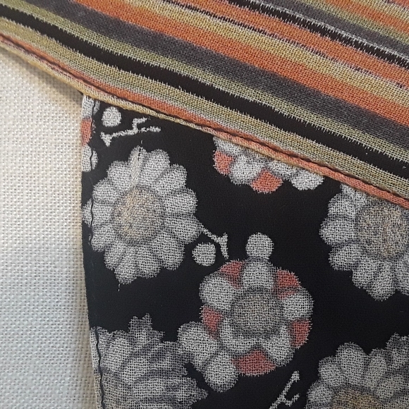 Angie boho gorgeous floral semi-sheer stripe tunic top tie back bell sleeve sz S - Picture 14 of 17